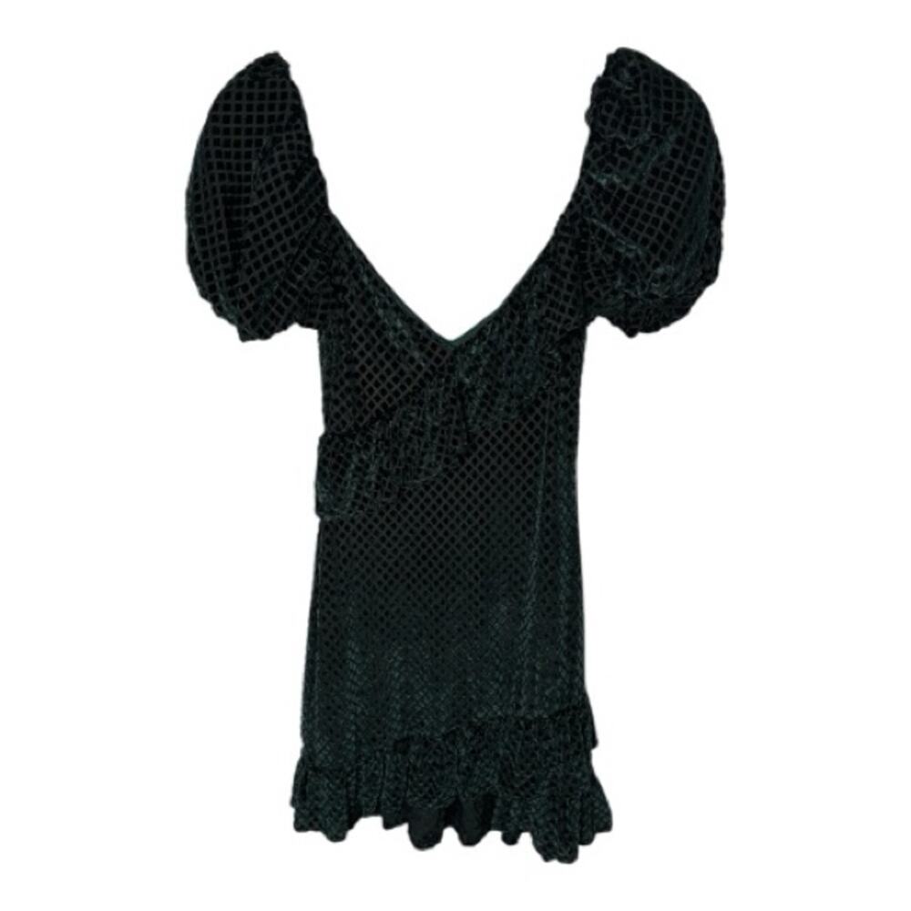 House of Harlow Green Velvet Puff Sleeve Mini Dress XS